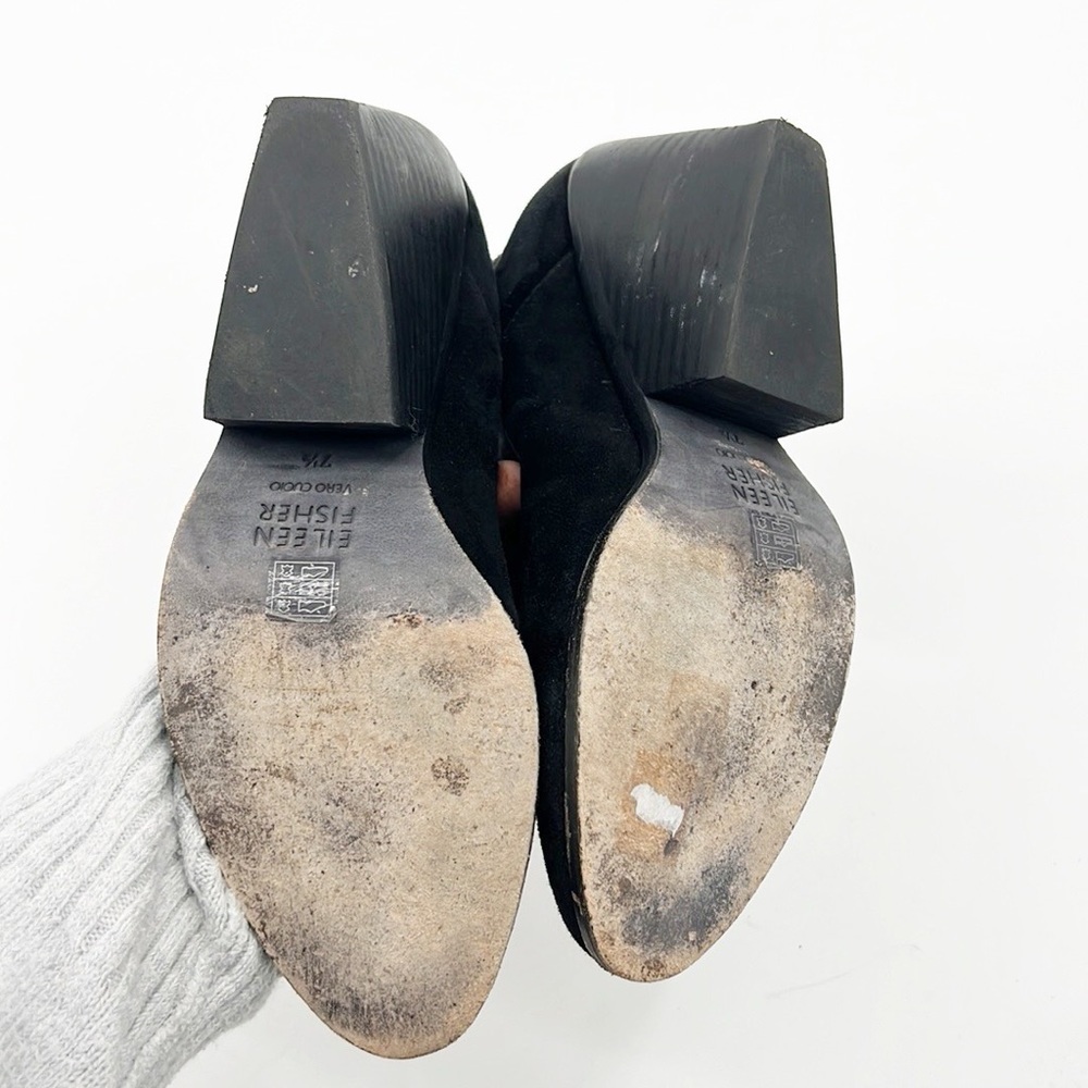 EILEEN Fisher Peer Black Suede Ankle Booties size 7.5 - Picture 9 of 14